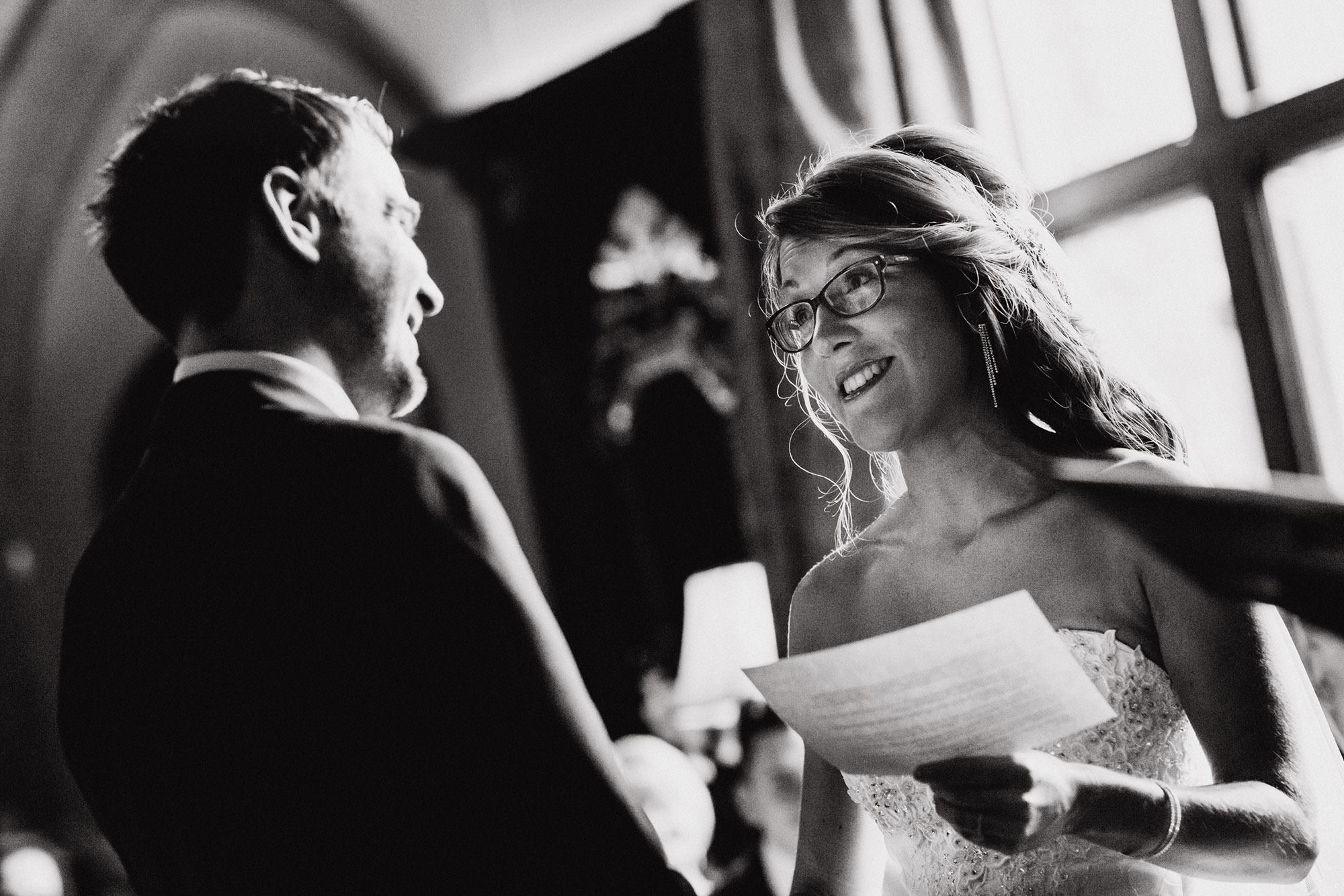 17879948_10102040351596209_4357869302782062008_o black and white image of bride reading her vows to her groom