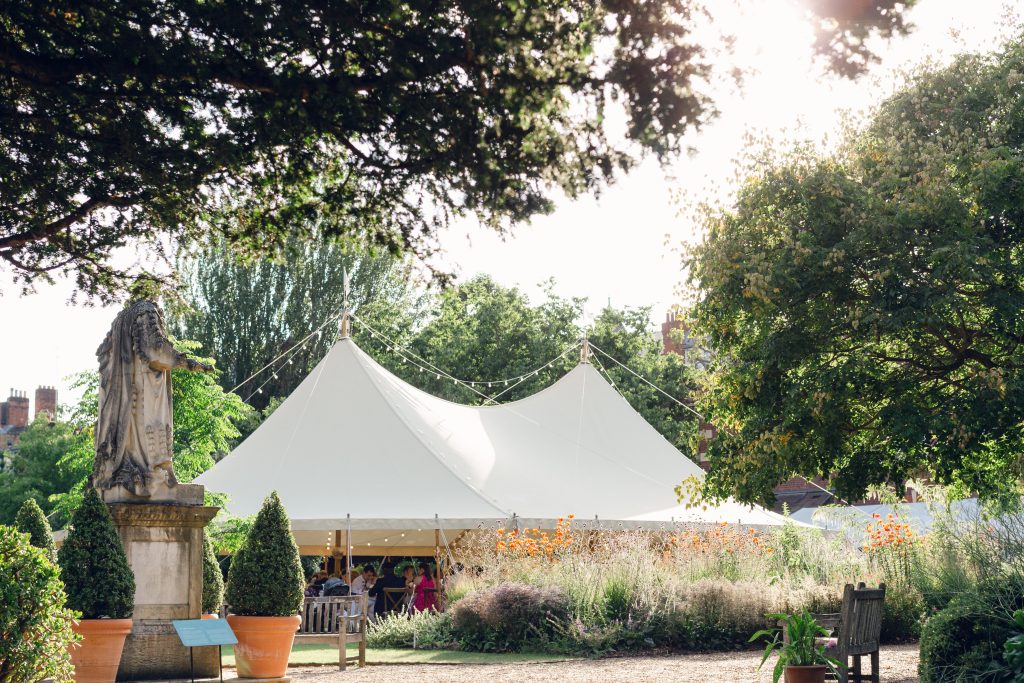 traditional marquee in the chelsea physic garden 