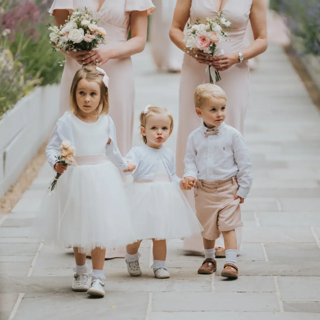 Celebrant philosophy - adult and child bridesmaids plus a pageboy add a sense of occasion